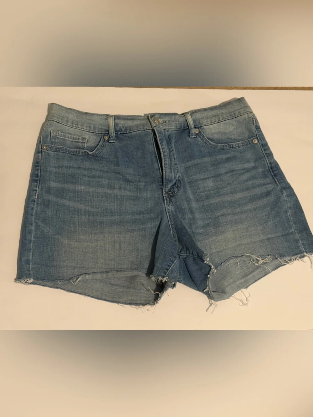 Light Wash Distressed Denim Shorts
